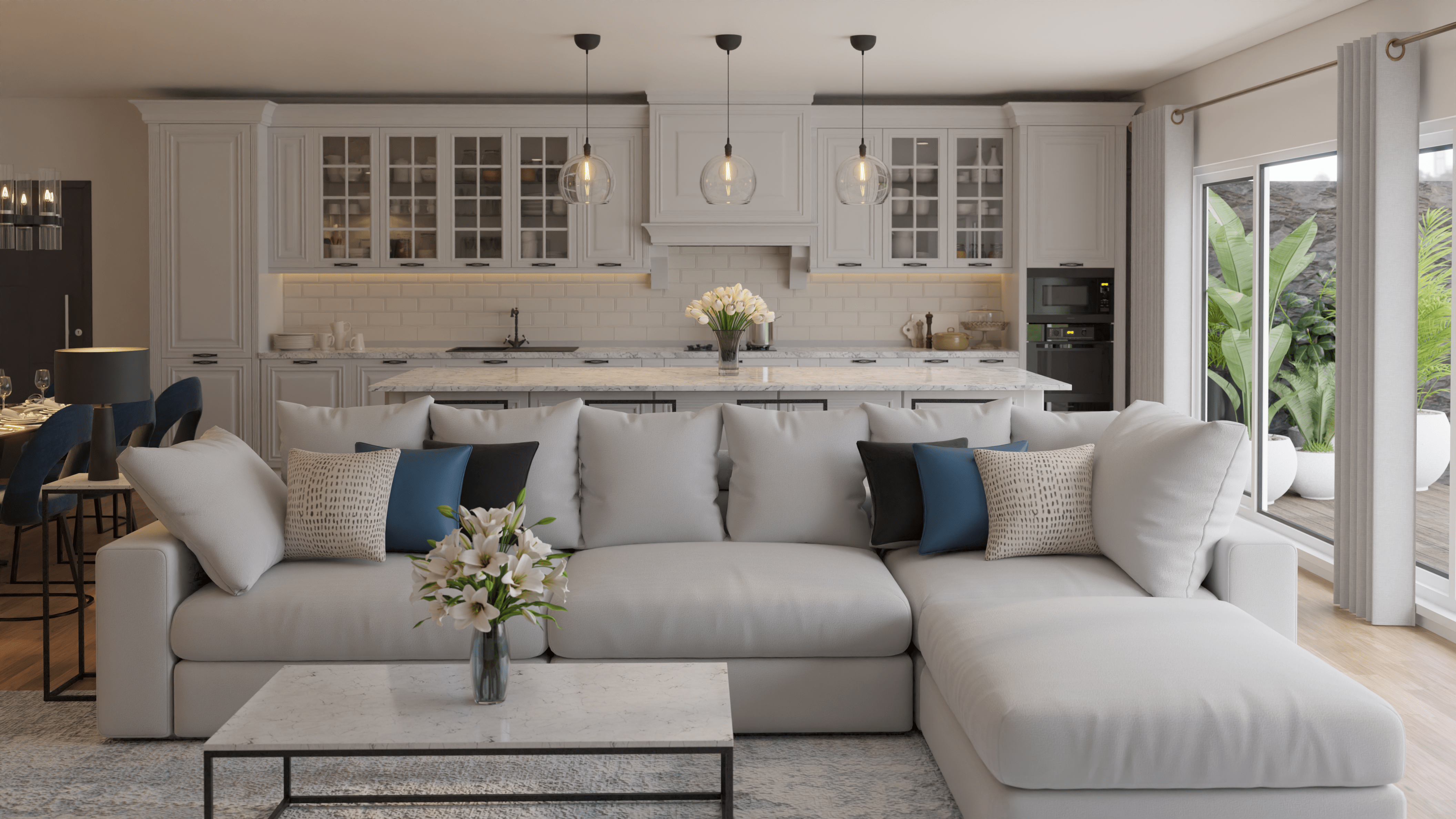 Open Plan Living Room with Bi Folds