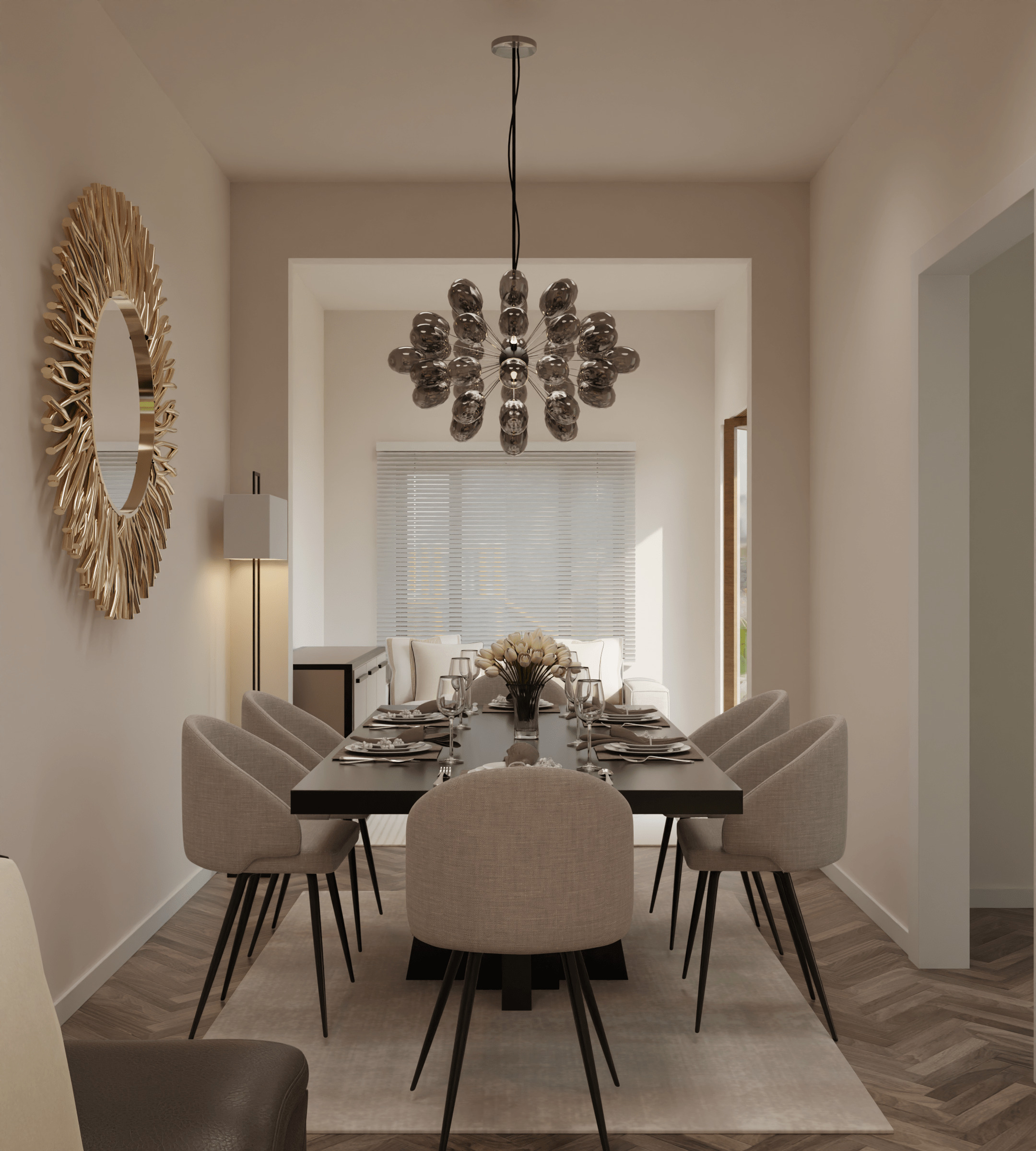 Sophisticated Dining Room Design with neutral tones