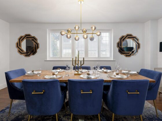 Contemporary Hues of Blue Dining Room