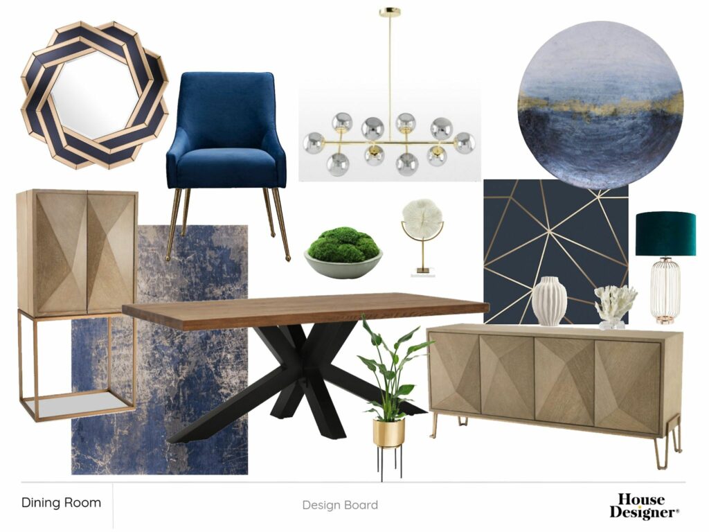 Blue Dining Room Design Board