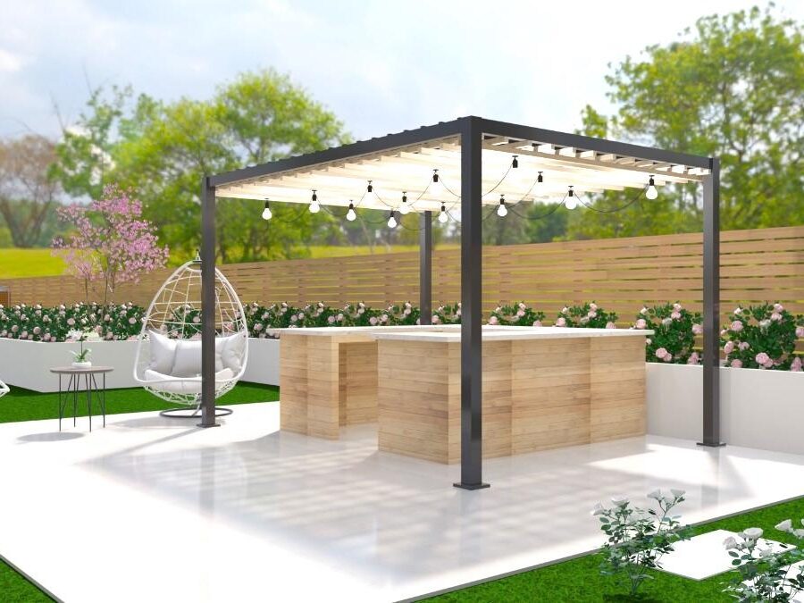 Modern Garden Design with Pergola and Entertainment Area
